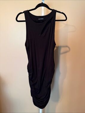 Express Black Sleeveless Mini Dress with Asymmetric cutout at Neckline